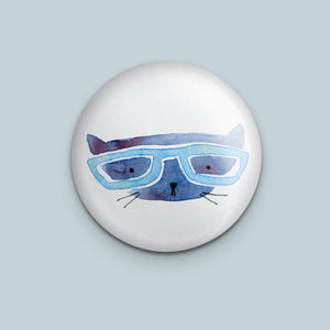 Cool Cat with Blue Glasses Pin