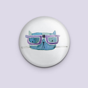 Cool Cat with Purple Glasses Pin