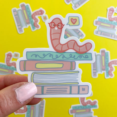 Bookworm Vinyl Sticker