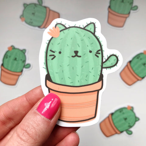 Cactus Cat Vinyl Sticker