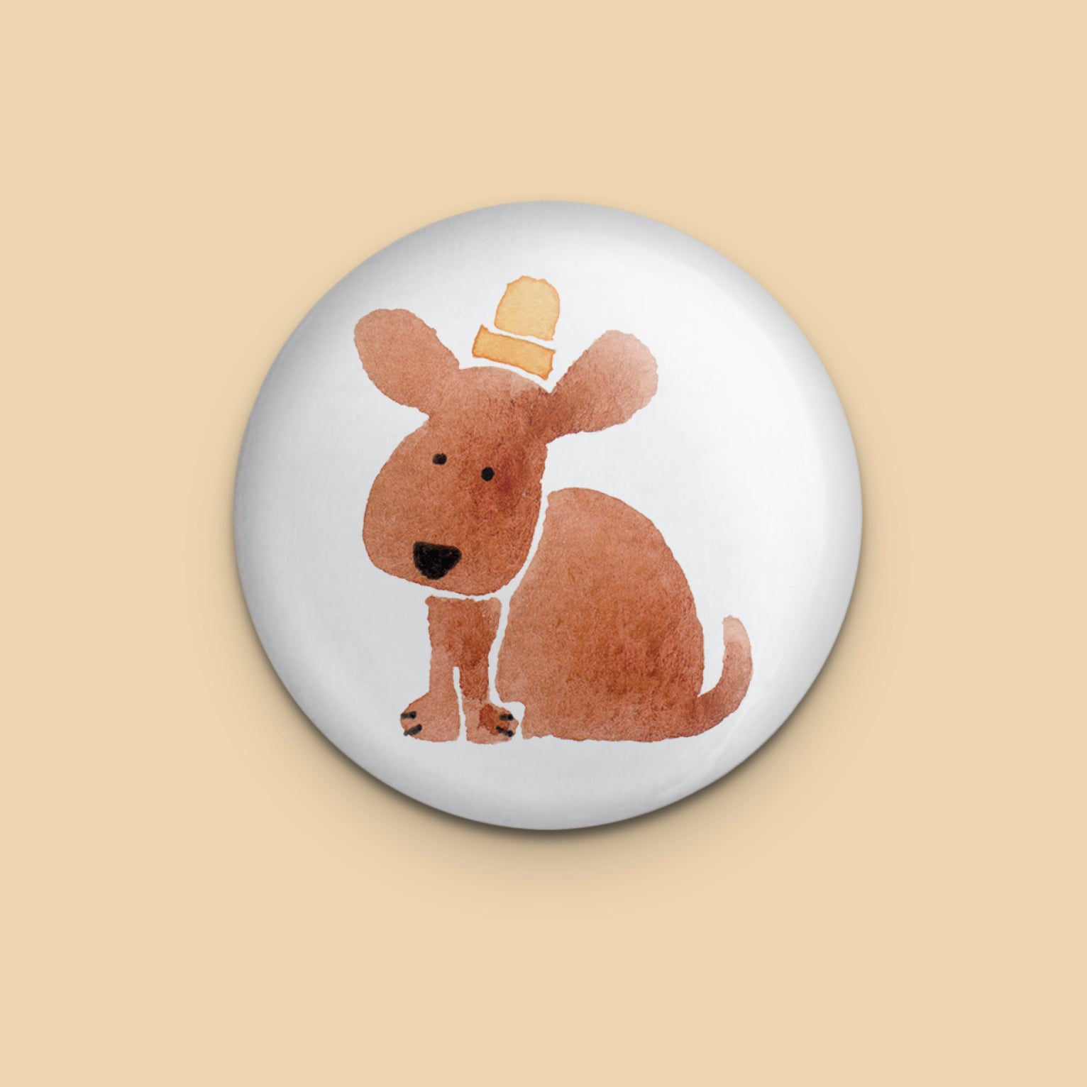 Dapper Dog with a Yellow Hat Pin