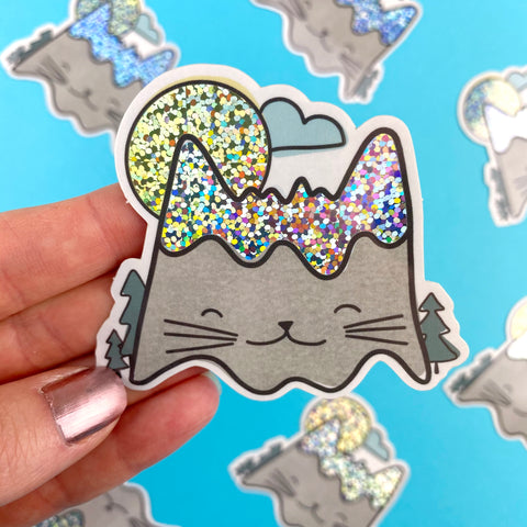Mountain Cat Holographic Vinyl Sticker