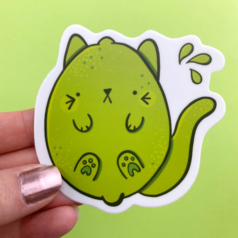 Sour Puss  Lime Cat Vinyl Sticker