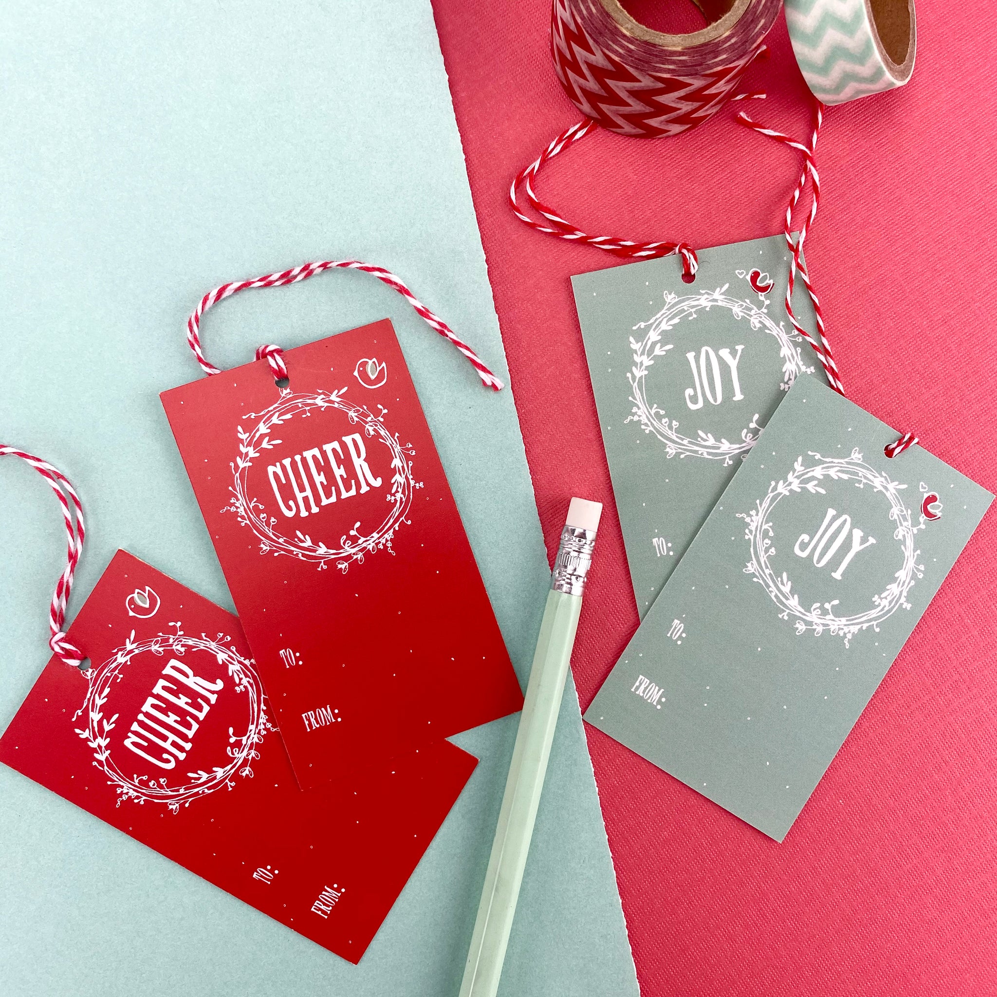 Aqua and Red Gift Tags