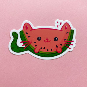 Water-meow-lon  Watermelon Cat Pun Vinyl Sticker