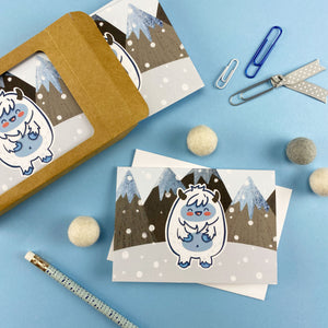Yeti Abominable Snowman Winter Note Cards